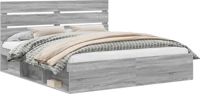 Produktbild von vidaXL Bettrahmen Graues Sonoma 200 x 200 cm Massives Kiefernholz
