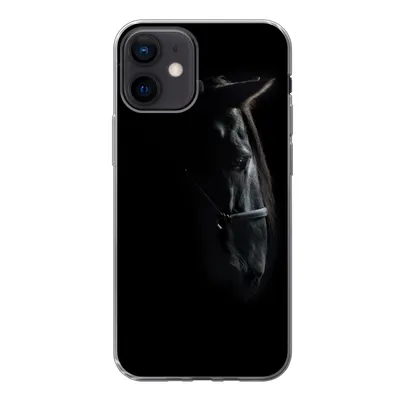 Produktbild von MuchoWow® Handyhülle Schutzhülle Hülle für iPhone 12 Pferd - Leicht - Schwarz Silikon Softcase Handy Hülle - Schutzhülle