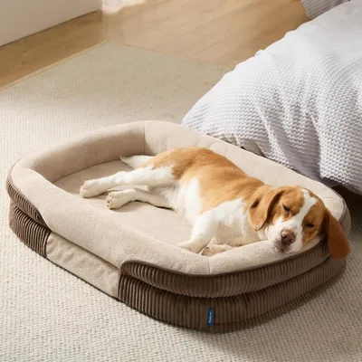 Produktbild von Orthopädisches Hundebett 89x64x18cm braun mit wasserdichtem Futter