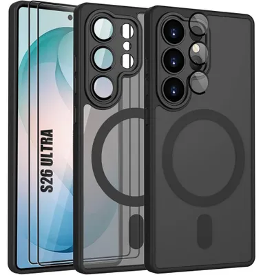 Image de Coque + 2 Verres Trempés pour Samsung Galaxy S26 Ultra, avec Anneau Magnétique et Vitre Caméra - Noir