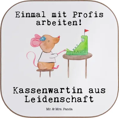 Produktbild von Mr. & Mrs. Panda Tassenuntersetzer Kassenwartin Leidenschaft - Weiß - Geschenk, Verein, Tischuntersetzer, gläseruntersetzer, Tischschoner, Coaster, Untersetzer für Gläser