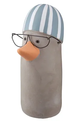 Produktbild von 1x Figur, Ente, "Egon", Zement, grau,  L. 8 cm, B. 7 cm, H. 16 cm