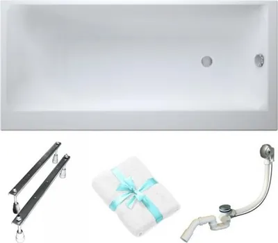 Obrázok produktu pre Cersanit | Vaňa obdĺžniková Smart – 170 x 80 cm – ergonomický tvar – s nožičkami a sifónom – vstavaná vaňa