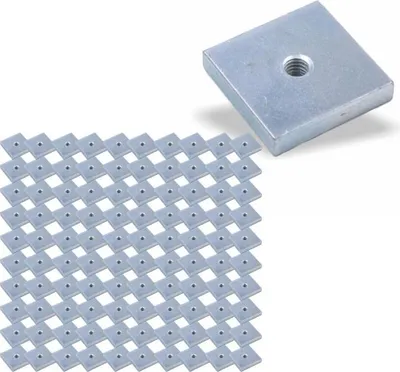 Produktbild von 100x Nutenstein | Gewindeplatte 20x20x4 mm M4 Gewinde mittig | Stahl galvanisch verzinkt