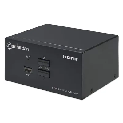 Immagine prodotto di Manhattan 153522 Manhattan KVM Switch 2-Port Dual-Monitor HDMI 4K@30Hz