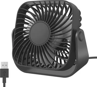 Obrázek produktu pro Stolní ventilátor – 3 rychlosti, 360° nastavitelný, napájení přes USB, vhodný pro domácí kancelář, ložnici a kancelář – černý