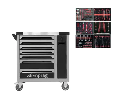 Produktbild von Metalsteel Werkstattwagen für Werkzeuge XT-007_tools + Werkzeugsatz in Schaumstoffeinlage