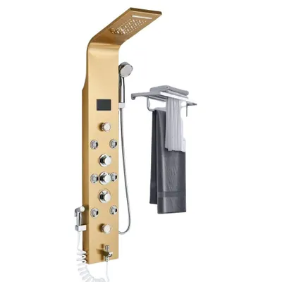 Immagine prodotto di Sistema di pannelli doccia a LED, controllo a tre livelli, montaggio a parete, oro 8009