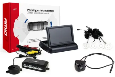 Image de Kit d'aide au stationnement Moniteur TFT 4,3" avec caméra de recul HD-310 et 4 capteurs blancs