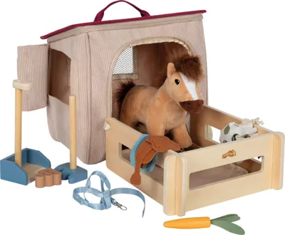 Produktbild von small foot Spielset Pferd mit Stall und Zubehör in der Tasche, Spielwelten, Holz, Plüsch, ab 24 Monate, 12731