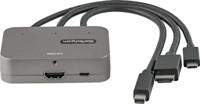 Produktbild von STARTECH.COM 3-in-1 Multiport auf HDMI Adapter - 4K 60Hz USB-C HDMI oder mDP auf HDMI Video Konverter - Digitaler AV-Adapter
