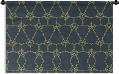 Produktbild von MuchoWow® Wandteppich Wandbehang Muster - Blau - Gelb 60x40 cm Tapisserie Dekoration Wandtuch - Wanddekorationen