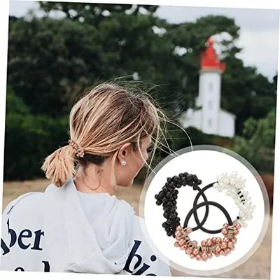 Produktbild von 18 Stück Perlen-Haarbänder für elastische Haargummis und Haaraccessoires mit Perlen