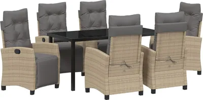 Produktbild von Möbel 7-teiliges Garten-Ess-Set Beige Poly Rattan - Gartenstühle 3380453