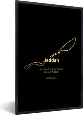 Produktbild von MuchoWow® Gerahmtes Poster Formel 1 - Jeddah - Rennstrecke 40x60 cm - Poster mit Schwarzem Bilderrahmen Wandposter Rahmen Foto Bilder - Papierdruck - Wandbilder