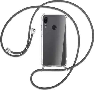 Produktbild von Handykette Backcover-Schutzhülle mit Band (Metall silberfarben) für Xiaomi Redmi Note 7 (Pro) - dunkelgrau