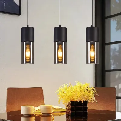 Produktbild von ZMH Pendelleuchte Schwarz 3 Flammig E27 Esstisch Hängeleuchte Modern Verstellbare Glas Kronleuchter für Küche Wohnzimmer Schlafzimmer