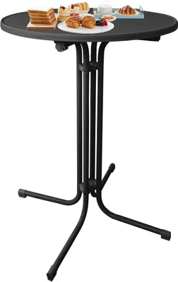 Obrázek produktu pro TWOLIIN Vysoký skládací stůl Ø79cm - černý Bistro stůl Kulatý skládací stůl 110cm Vysoký barový stůl Venkovní catering pro zahrady Kavárny Bistra Párty