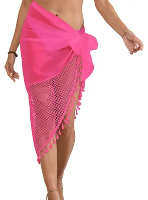 Produktbild von Kurzer Sarong Strandrock mit Verstellbarem Netzpaneel und Fransen - Vielseitig und Bequem