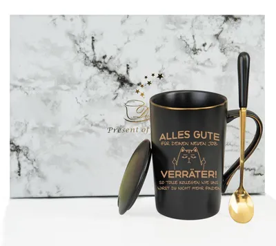 Produktbild von Kaffeetasse Abschiedsgeschenk Kollege 400ml Schwarz mit Spruch