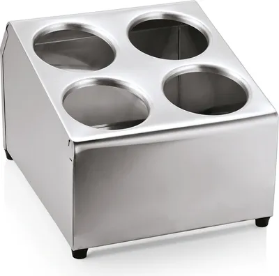 Produktbild von 3x Besteckbehälter für 4 Besteckköcher Edelstahl, 25,5 x 30 x 21 cm