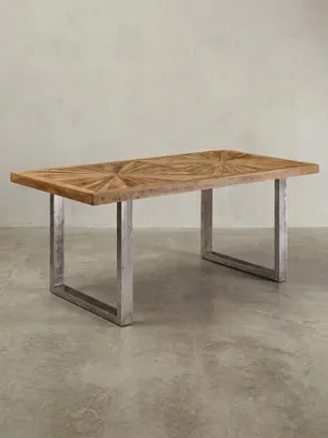 Produktbild von Rustikaler Mangoholz Esszimmertisch, Metallbeine, stabil, pflegeleicht. 200x100x76 cm | Kadima Design