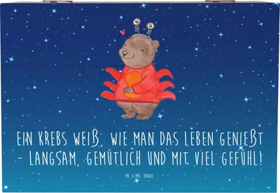Produktbild von Mr. & Mrs. Panda Schatulle Krebs Genießer 22 x 15 cm - Sternenhimmel Blau - Geschenk, Sternzeichen, Ruhe, schmuckbox, Box, Ein weiß, Empathie, Geschenke, geschenkkiste