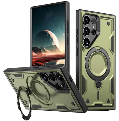 Produktbild von Samsung Galaxy S25 Ultra Hülle - Coverup Armor Back Cover met MagSafe Compatible Kickstand - Grün