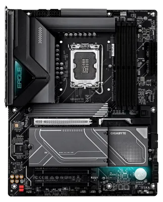Produktbild von GIGABYTE Z890 EAGLE PLUS Mainboard – Unterstützt Intel Core Ultra (Serie 2) CPUs, 14+1+2-Phasen-VRM, bis zu 9466 MHz DDR5 (OC), 1× PCIe 5.0 M.2 + 3× PCIe 4.0 M.2, 2.5-GbE-LAN, USB4, Intel, LGA 1851 (Socket V1), Intel Core Ultra (Series 2), LGA 1851, DDR5-SDRAM, 256 GB