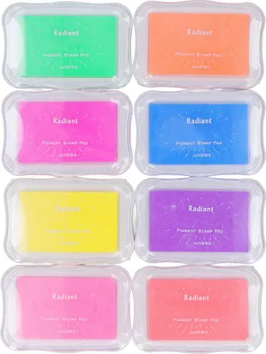 Produktbild von 8 Stück Pigment-Stempelkissen, 8 lebendige Farben, umweltfreundliche Tinte, waschbar, Basteln für Holz, Stoff, Scrapbook