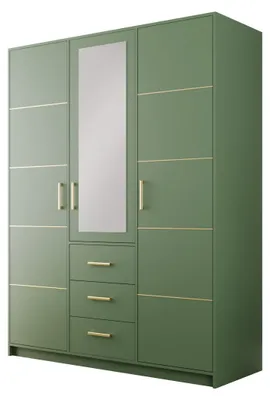 Produktbild von Masseno Drehtürenschrank ELISE 147/200/57,5 cm 3-türig mit Spiegel Grün