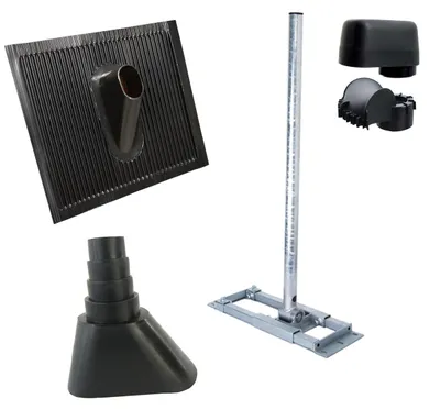 Produktbild von PremiumX DELUXE X130-48 Dachsparrenhalter SAT Antenne ALU-Abdeckung Manschette schwarz Mast-Kappe