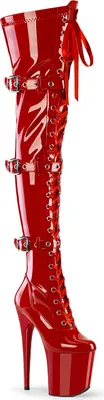A single red boot on a white background.
