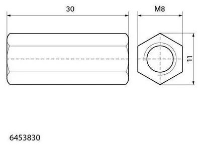Produktbild von Walraven Gewindemuffe ev 11x11x30 M8 x 30 mm