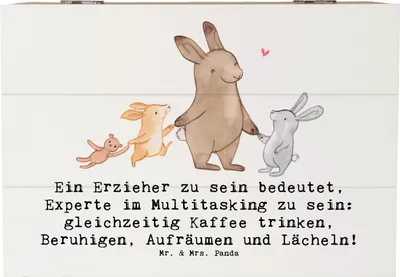 Produktbild von Mr. & Mrs. Panda Box Multitasking Erzieher 22 x 15 cm - Weiß - Geschenk, Aufbewahrungskiste, Bildung, Geschenke für Berufstätige, fotobox, Berufsgestaltung, Geschenkbox