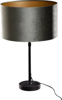 Produktbild von QAZQA - Klassisch I Antik Tischleuchte I Tischlampe I Lampe I Leuchte Schwarz mit Grünem Samtschirm 35cm - Parte I Wohnzimmer I Schlafzimmer - Stahl Rund - LED geeignet E27