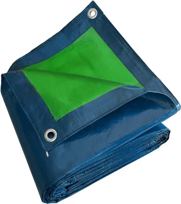 Produktbild von Schutzplane aus Holz 10x15m SR150BO - Blau und Grün - Hochwertig - wasserdichte Plane für Brennholz