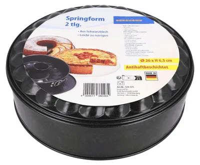 Produktbild von 2-teilige Springform Ø26 cm EUROHOME® – aus schwarzarzarzblech, 26x27x8,5cm – Für eine lange Haltbarkeit der Beschichtung