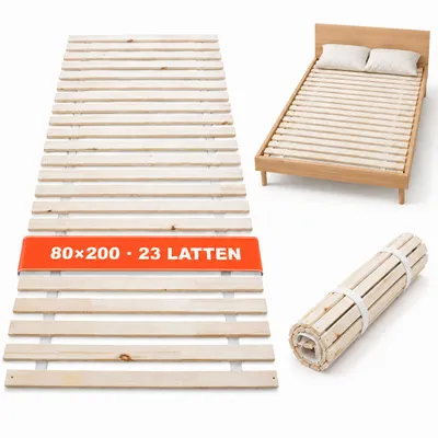 Produktbild von Lattenrost Wolkenland 80x200 cm 23 Latten | Rollrost Massivholz Kiefer | 400 kg Tragkraft | vorgebohrt für alle Matratzen, KI-generiertes Bild