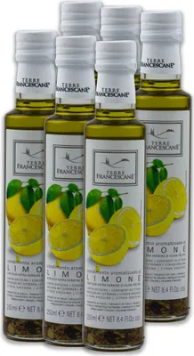 Produktbild von Food-United Zitronen-Öl 6x250ml von TERRE FRANCESCANE Extra Natives Olivenöl mit Zitronen-Aroma Premium-Dressing-Öl aus Italien für Feinschmecker-innen und mediterrane Küche