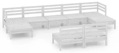 Produktbild von vidaXL 9-tlg. Garten-Lounge-Set Weiß Massivholz Kiefer