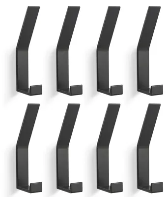 Produktbild von 8-teiliges Set schwarzer Kleiderhaken, Wandhaken für Kleiderschränke, moderne Garderobe, Handtuchhaken zur Bohrmontage, für Jacken, Mäntel, Kleidung, Schals, Handtaschen und mehr.