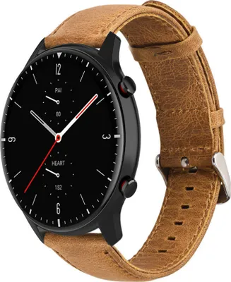 Produktbild von Strap-it Amazfit GTR 2 Lederarmband (Braun)