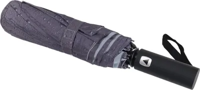 Image de Parapluie de poche télescopique avec housse de protection ø100 cm avec motif de gouttes Etanche au vent Gris