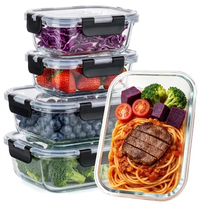 Obrázek produktu pro Sada 4 skleněných úložných nádob s víkem
