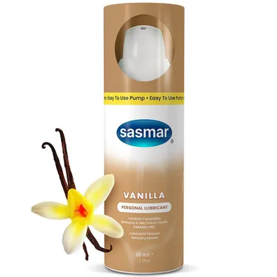 Imagen del producto de SASMAR Gel lubricante íntimo con sabor a vainilla, 60 ml – Lubricante a base de agua, compatible con preservativos