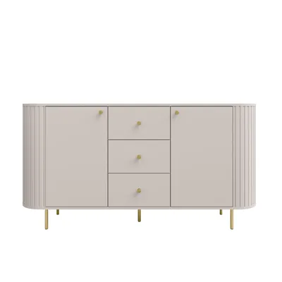 Produktbild von Kommode OVARO I 165 cm mit 2 Türen und 2 Schubladen – Modernes Sideboard für Wohnzimmer, Esszimmer und Flur – Beige