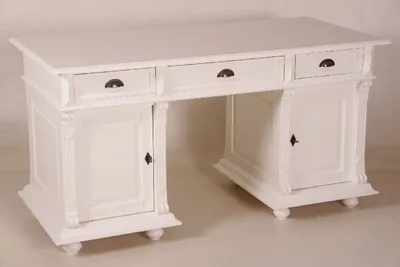 Obrázek produktu pro Casa Padrino Desk Masivní borovice Anglie Bílý - Anglický psací stůl - Starožitný styl - Empírový secesní barokní koloniální Shabby Chic