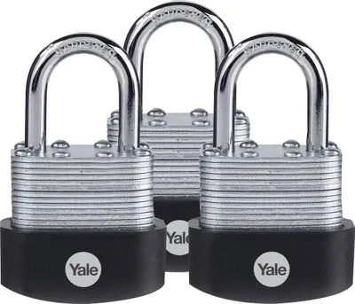 Produktbild von Yale 3x Vorhängeschloss Wetterfest mit Schlüssel, 40mm, Schloss, 3 Schlüssel