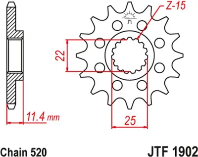 Obrázek produktu pro Pignon JT 520 12T JTF1902.12